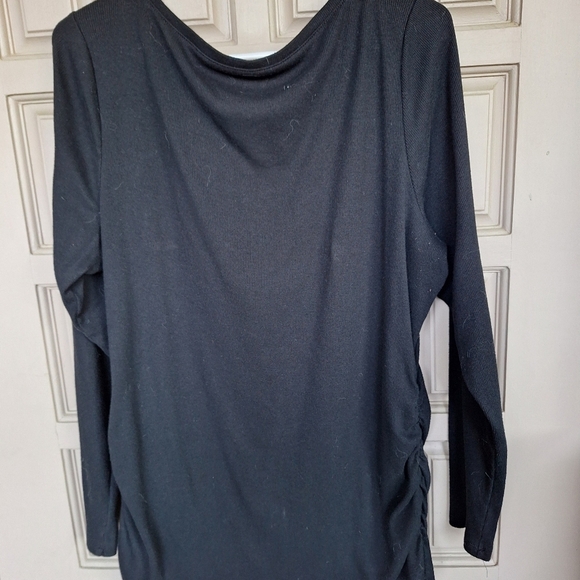 Lane Bryant Sweater Plus Sz18/20 Lt Weight Black Ruch Sides Long Sleeves - Picture 8 of 9